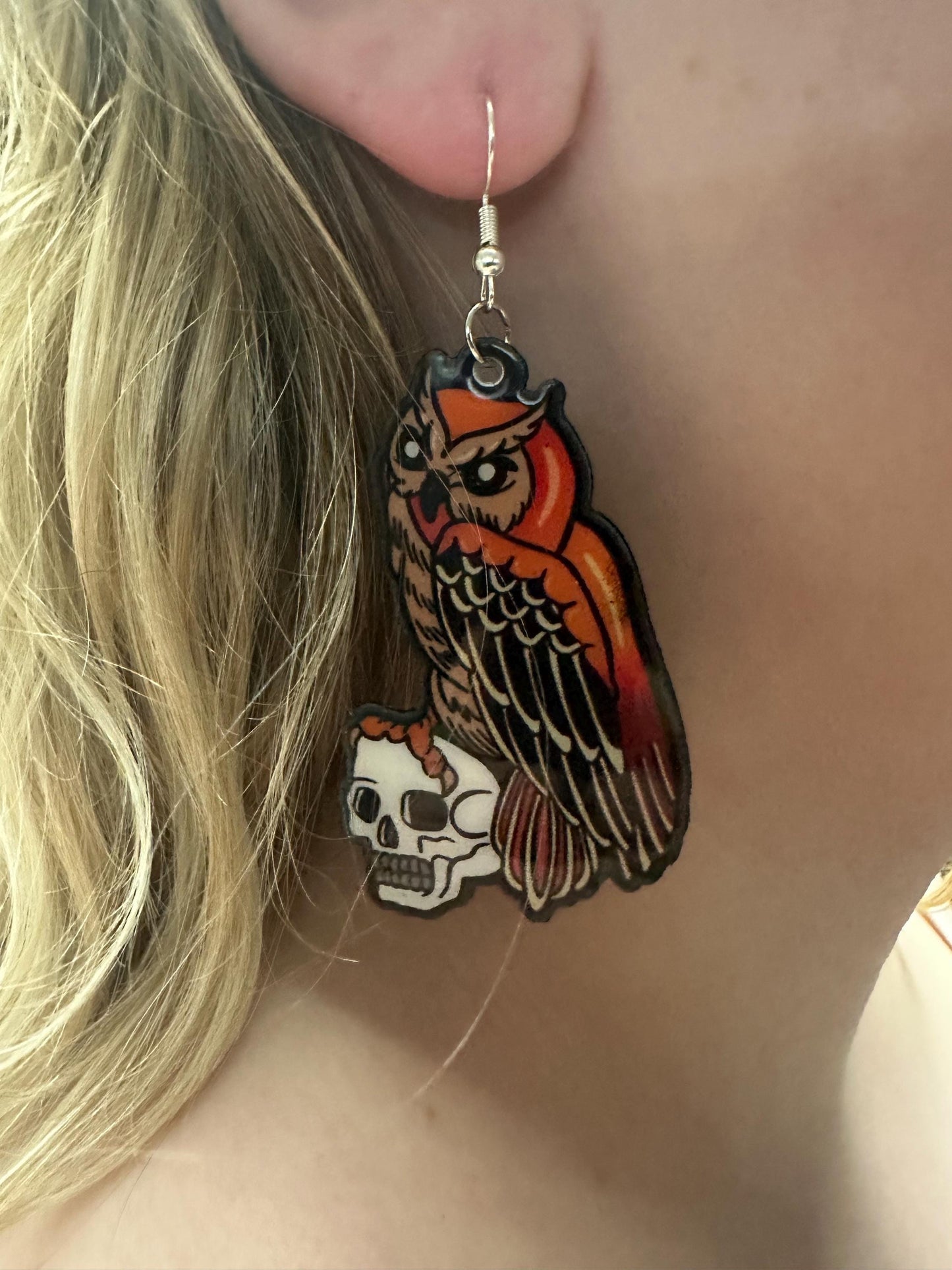Gothic Owl & Skull Earrings – Spooky Handmade Resin Jewelry for Alt and Halloween Lovers