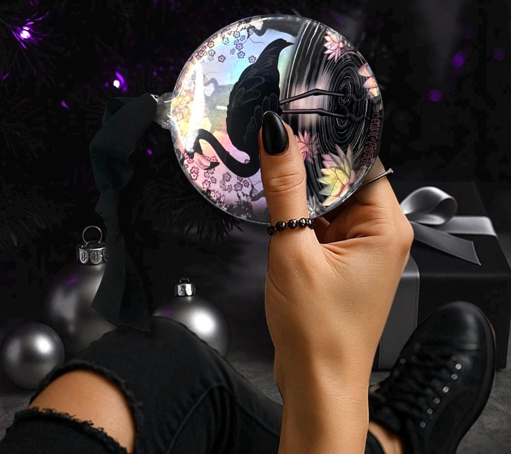Black Flamingo Ornament – Gothic Tropical Decor for Creepy Christmas or Year-Round Display