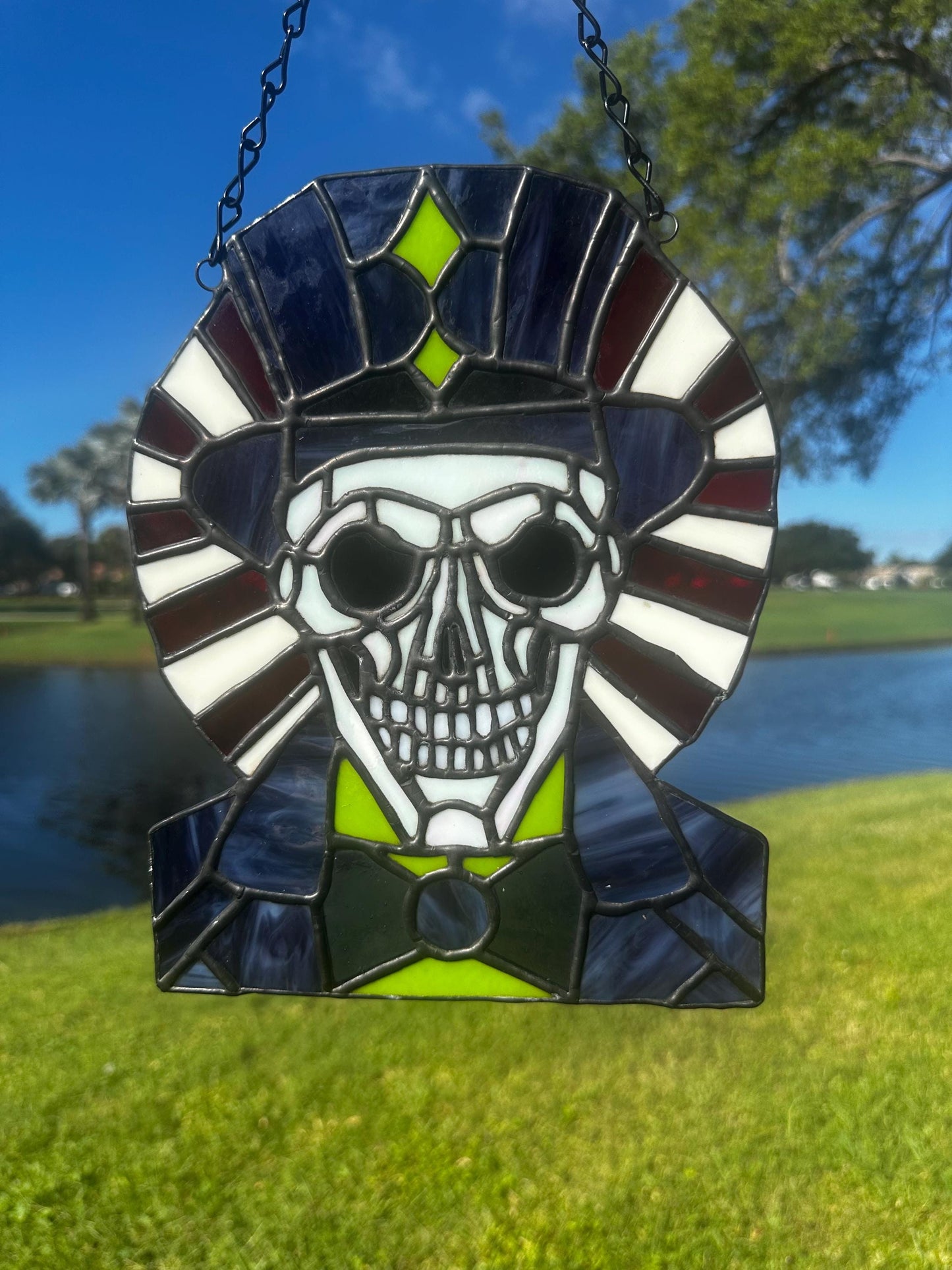 Dark Carnival Ringmaster Stained Glass – Gothic Skull Window Art for Horror and Circus Lovers