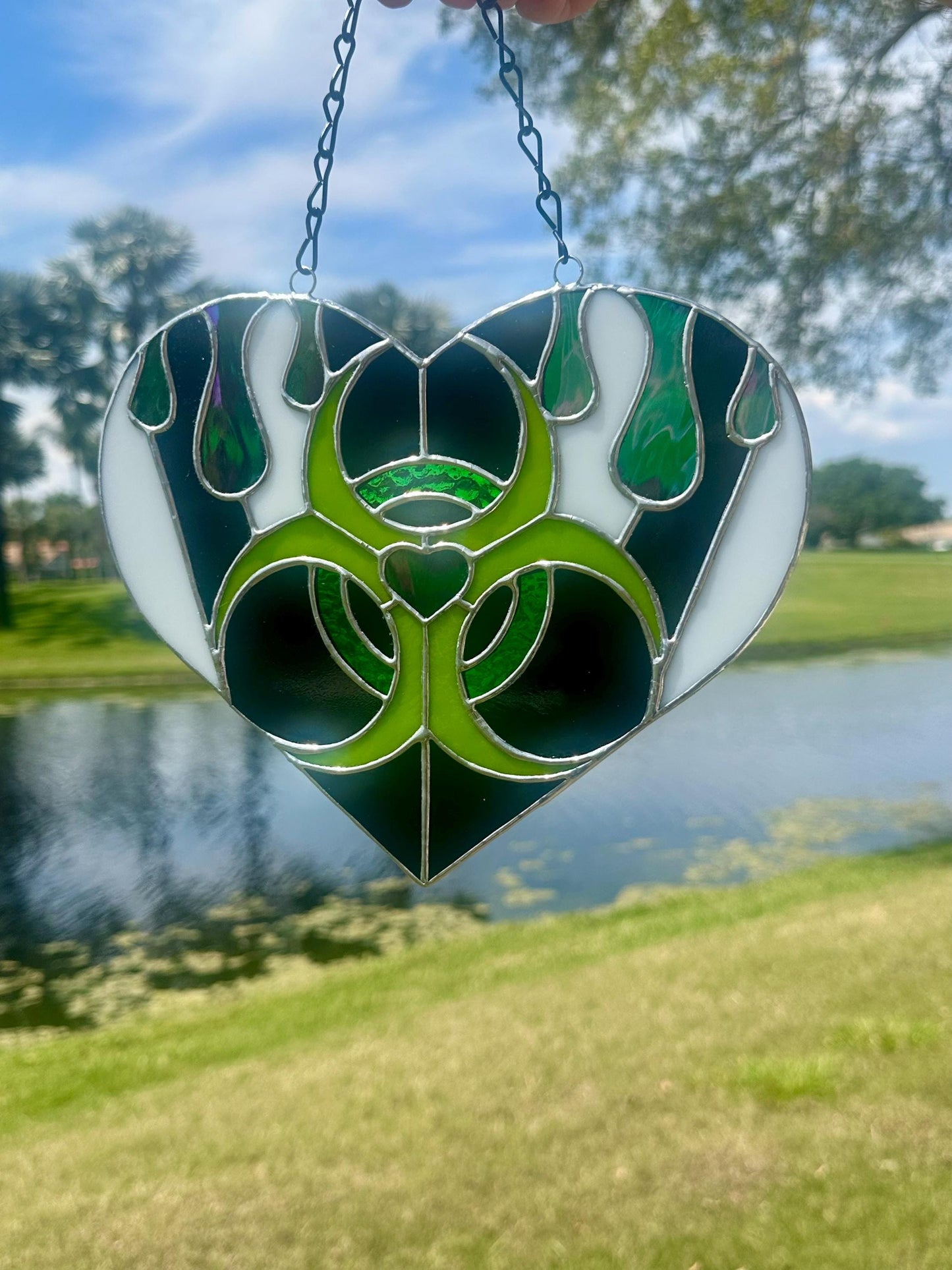 Toxic Love Stained Glass Heart Suncatcher | Gothic Window & Wall Decor
