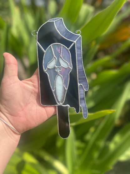 Ghostface Popsicle Stained Glass Suncatcher - Summerween Home Decor