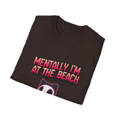 Mentally I'm at the Beach T-Shirt | Cat Graphic