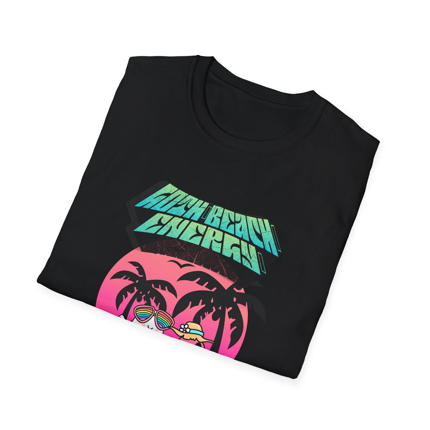 Goth Beach Ghost T-Shirt | Retro Sunset Palm Trees Graphic Tee