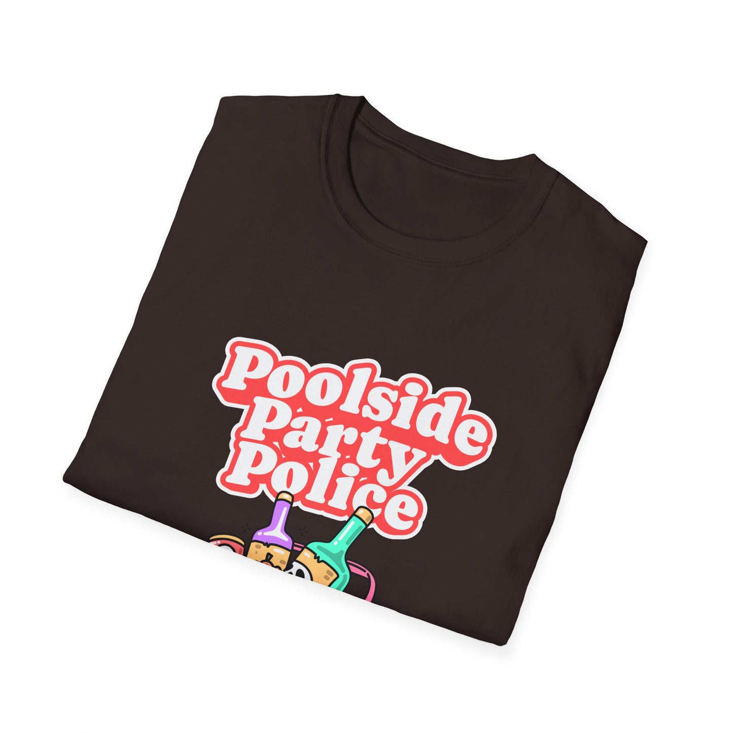 Poolside Party Police T-Shirt | Retro Skull Cocktail Graphic Tee