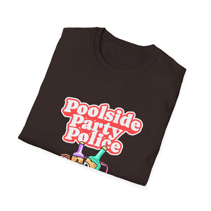 Poolside Party Police T-Shirt | Retro Skull Cocktail Graphic Tee