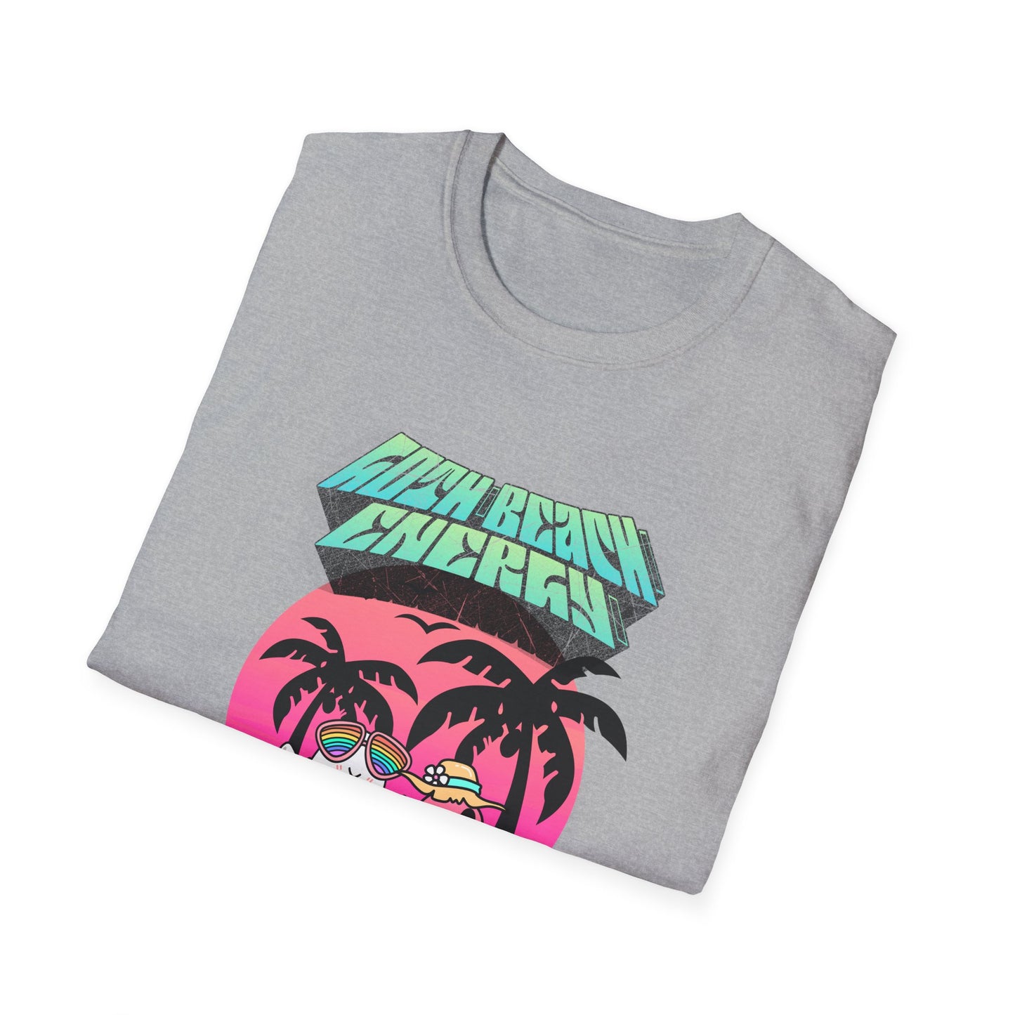 Goth Beach Ghost T-Shirt | Retro Sunset Palm Trees Graphic Tee
