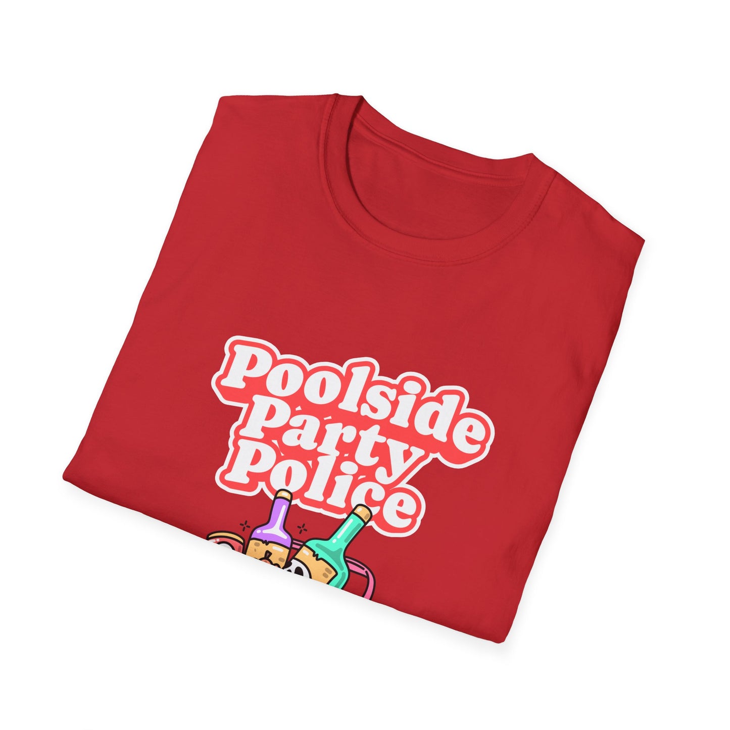 Poolside Party Police T-Shirt | Retro Skull Cocktail Graphic Tee