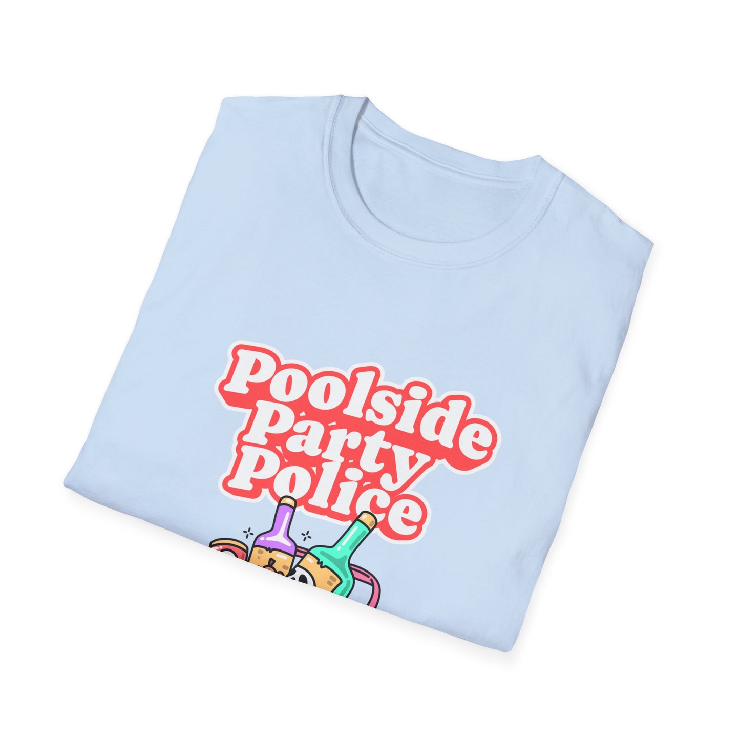 Poolside Party Police T-Shirt | Retro Skull Cocktail Graphic Tee
