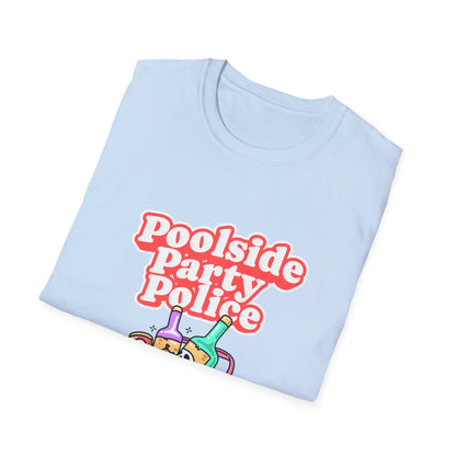 Poolside Party Police T-Shirt | Retro Skull Cocktail Graphic Tee