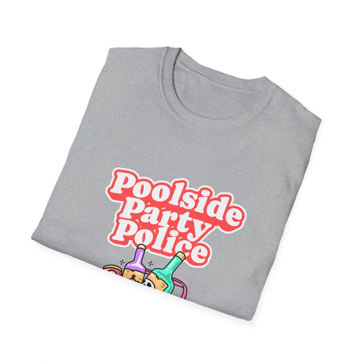 Poolside Party Police T-Shirt | Retro Skull Cocktail Graphic Tee