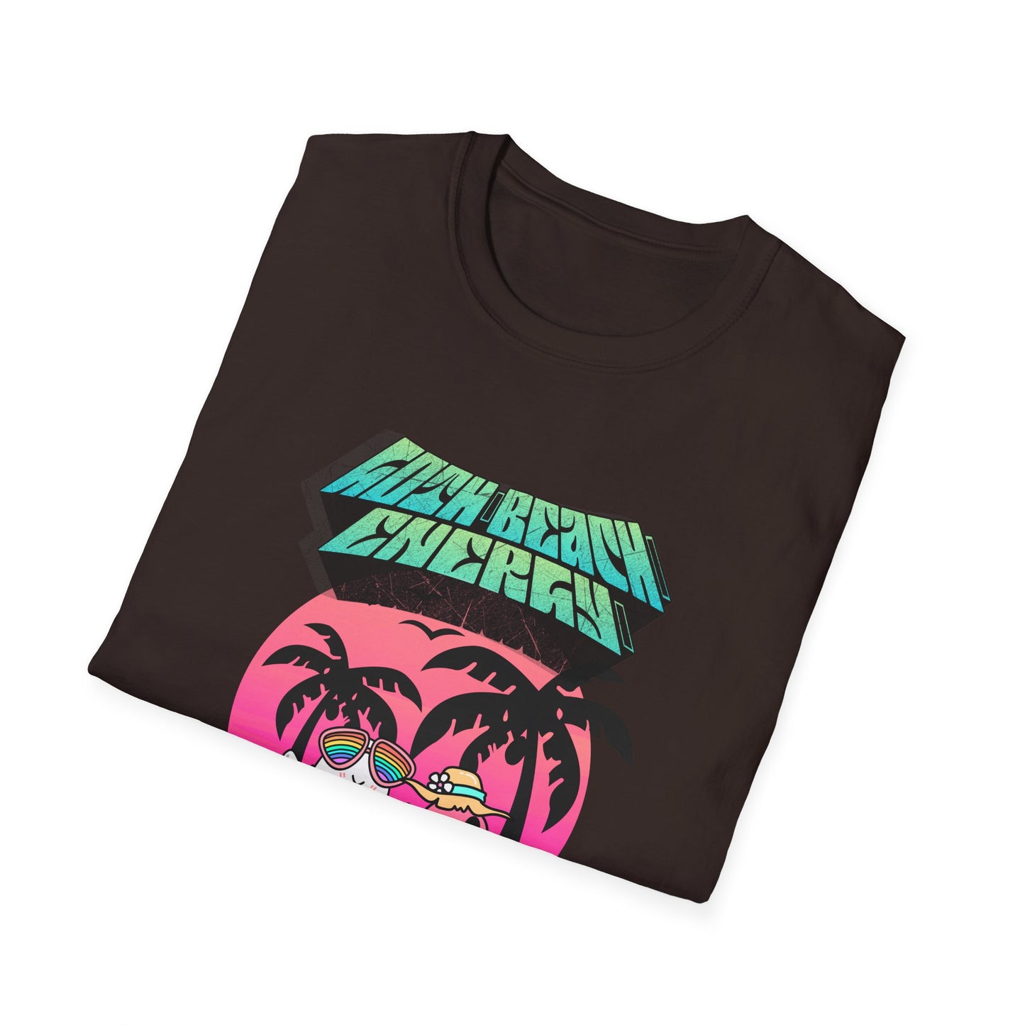 Goth Beach Ghost T-Shirt | Retro Sunset Palm Trees Graphic Tee