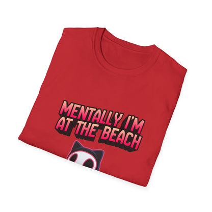 Mentally I'm at the Beach T-Shirt | Cat Graphic