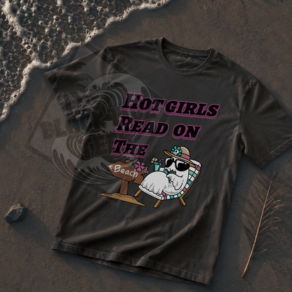 Hot Girls Read On The Beach T-Shirt | Funny Beach Reading Graphic Tee