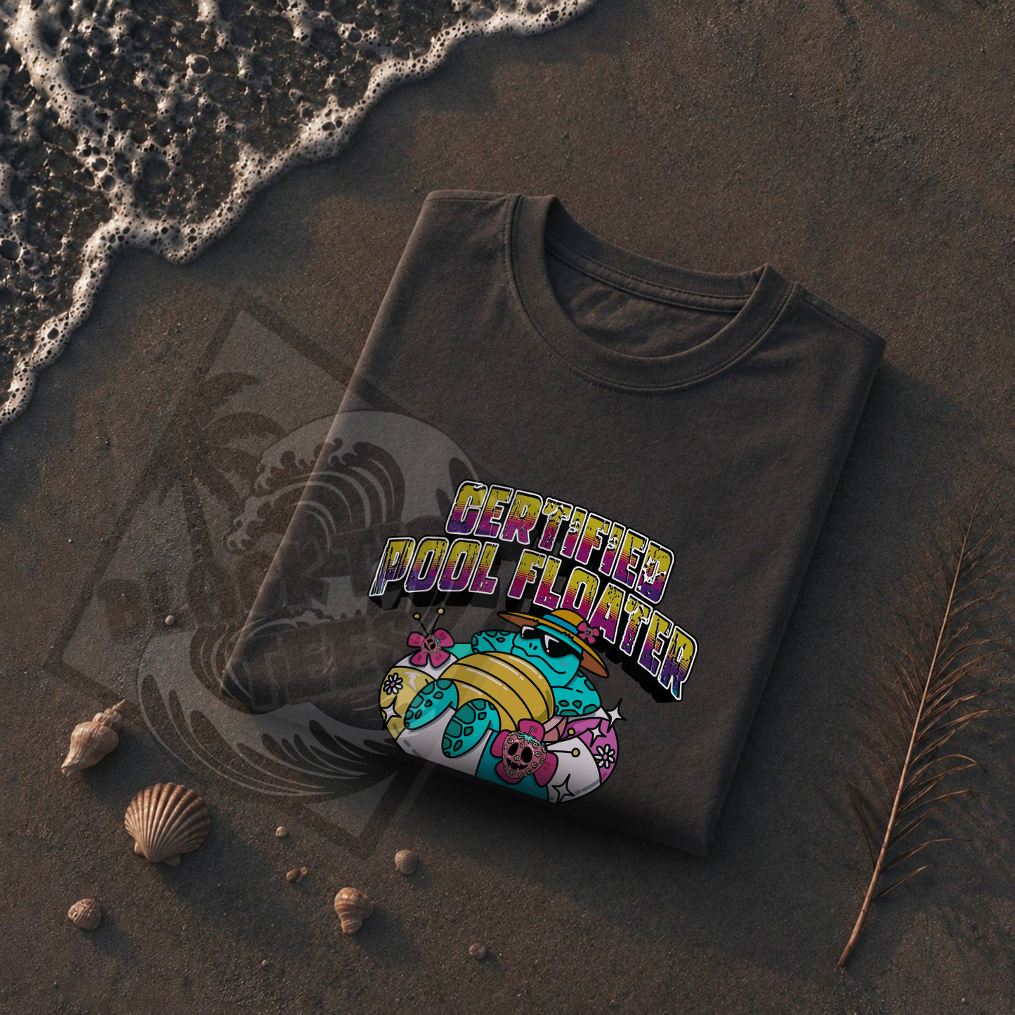 Certified Pool Floater T-Shirt | Retro Pool Turtle Graphic Tee