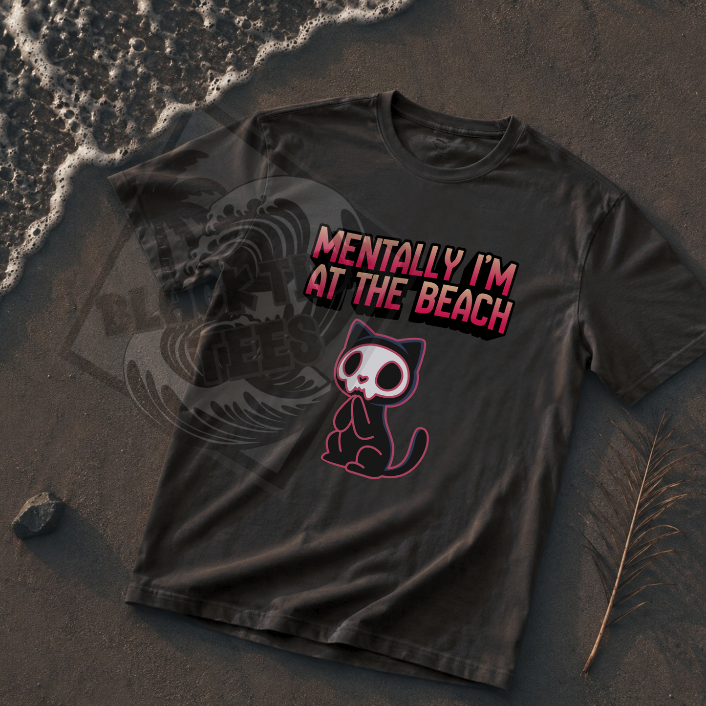 Mentally I'm at the Beach T-Shirt | Cat Graphic