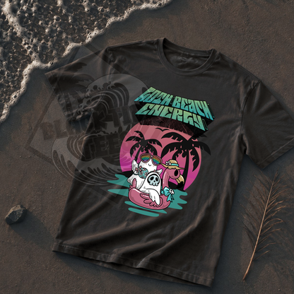 Goth Beach Ghost T-Shirt | Retro Sunset Palm Trees Graphic Tee