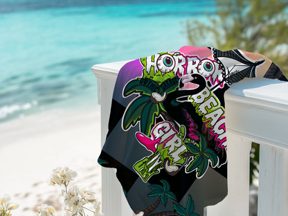 Retro Horror Beach Girl Pop Art Beach Towel