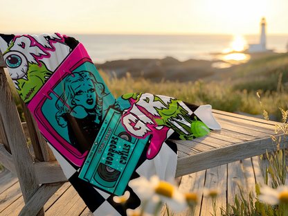 Retro Horror Girl Pop Art Beach Towel