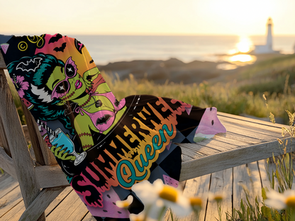 Retro Horror Summerween Queen Pop Art Beach Towel