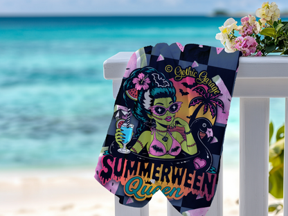 Retro Horror Summerween Queen Pop Art Beach Towel
