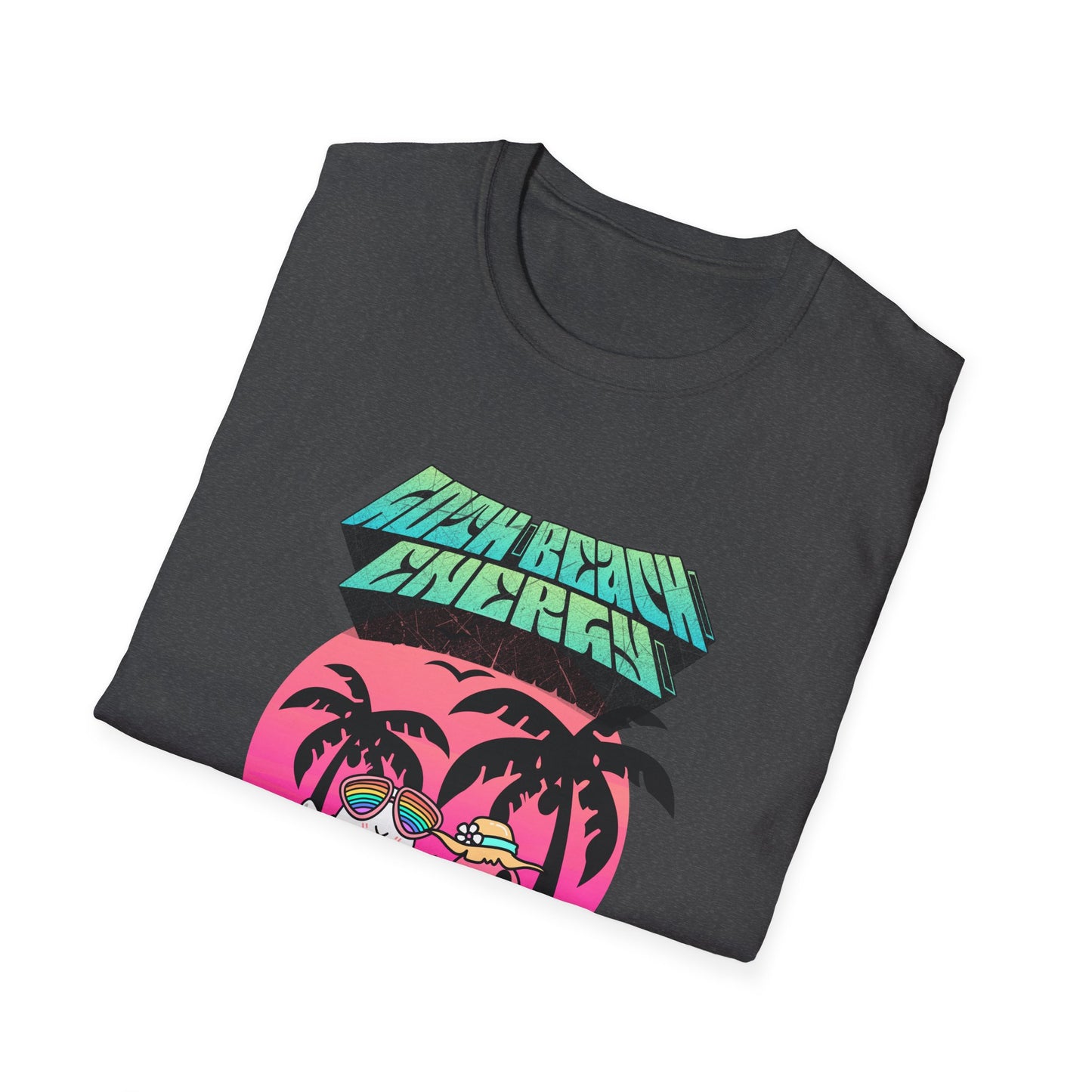 Goth Beach Ghost T-Shirt | Retro Sunset Palm Trees Graphic Tee