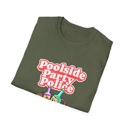 Poolside Party Police T-Shirt | Retro Skull Cocktail Graphic Tee
