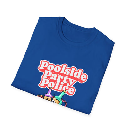 Poolside Party Police T-Shirt | Retro Skull Cocktail Graphic Tee