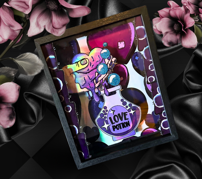 Gothic Love Potion Shadowbox, Unique Dark Academia Wall Decor, Perfect Art for a Gothic Living Space or Valentine’s Day