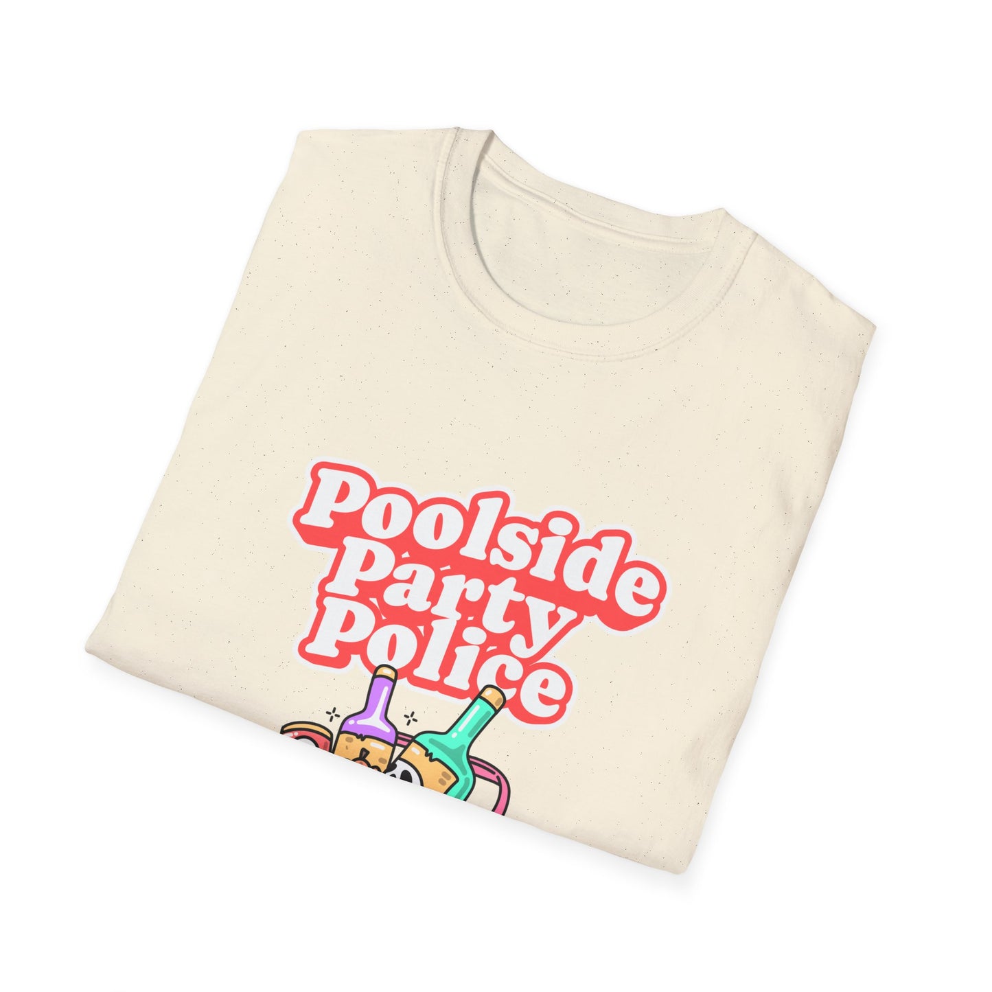 Poolside Party Police T-Shirt | Retro Skull Cocktail Graphic Tee