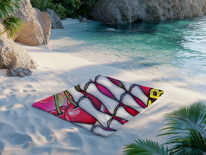 Cherry Skeleton Beach Towel 30x60 | Summerween Goth Pool Towel