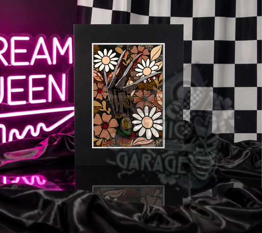 Horror Slasher Floral Art Print — Daisies & Claws Gothic Wall Décor