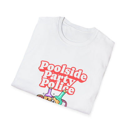 Poolside Party Police T-Shirt | Retro Skull Cocktail Graphic Tee