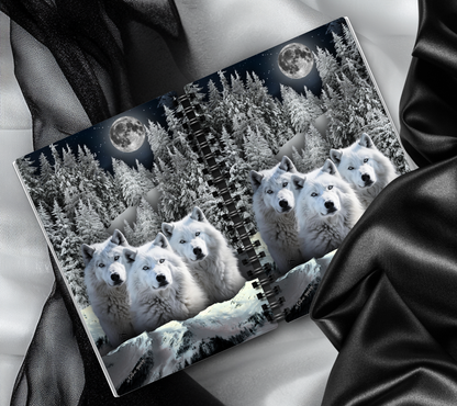 White Snow Wolves Reusable Sticker Book, Kid & Adult Friendly Sticker Album, Rearrange Stickers Without Placement Commitments