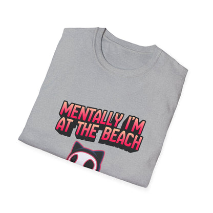 Mentally I'm at the Beach T-Shirt | Cat Graphic