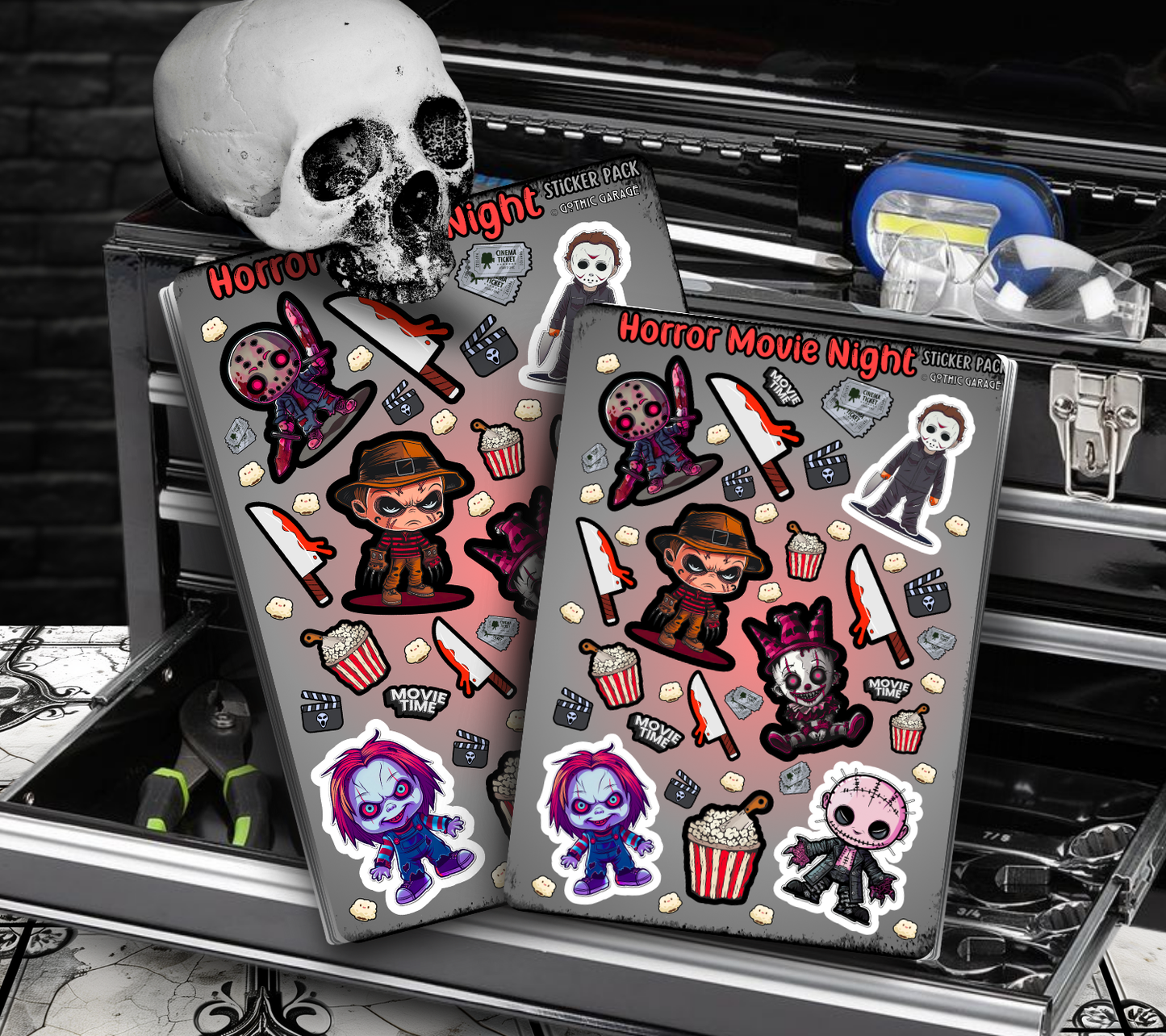 Horror Movie Night Sticker Sheets for Collecting and Scrapbooking - High-Quality, Vibrant Designs, Perfect Budget Friendly Gifts