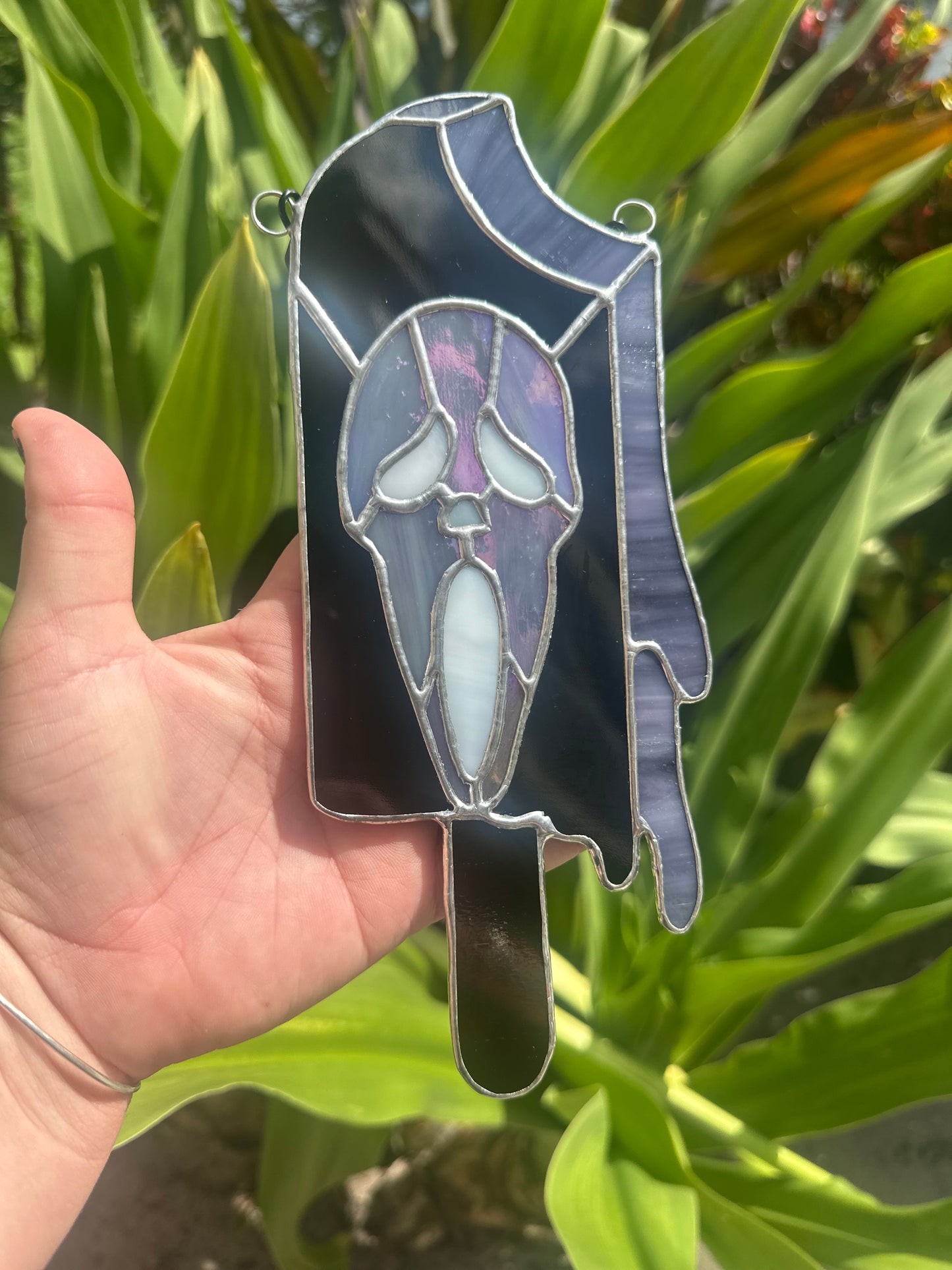 Ghostface Popsicle Stained Glass Suncatcher - Summerween Home Decor