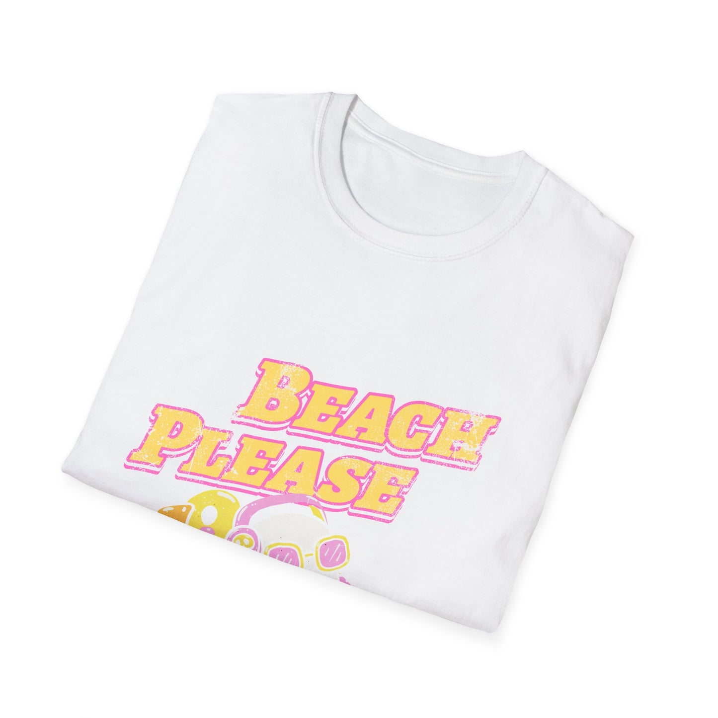 Beach Please T-Shirt | Retro Sunset Ghost Summer Design
