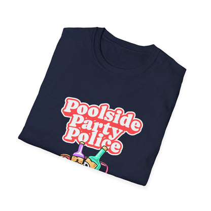 Poolside Party Police T-Shirt | Retro Skull Cocktail Graphic Tee