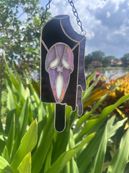 Ghostface Popsicle Stained Glass Suncatcher - Summerween Home Decor