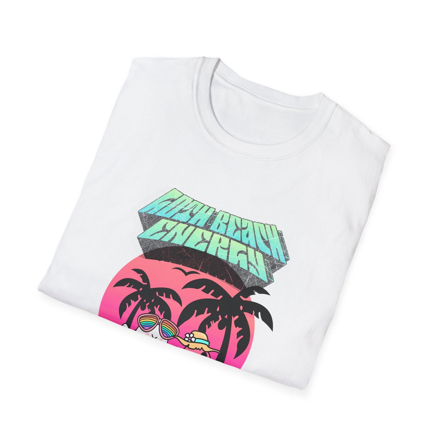 Goth Beach Ghost T-Shirt | Retro Sunset Palm Trees Graphic Tee