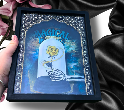 Magic Fairytale Gothic Rose Shadowbox, Unique Dark Academia Wall Decor, Perfect Art for a Gothic Living Space or Valentine’s Day