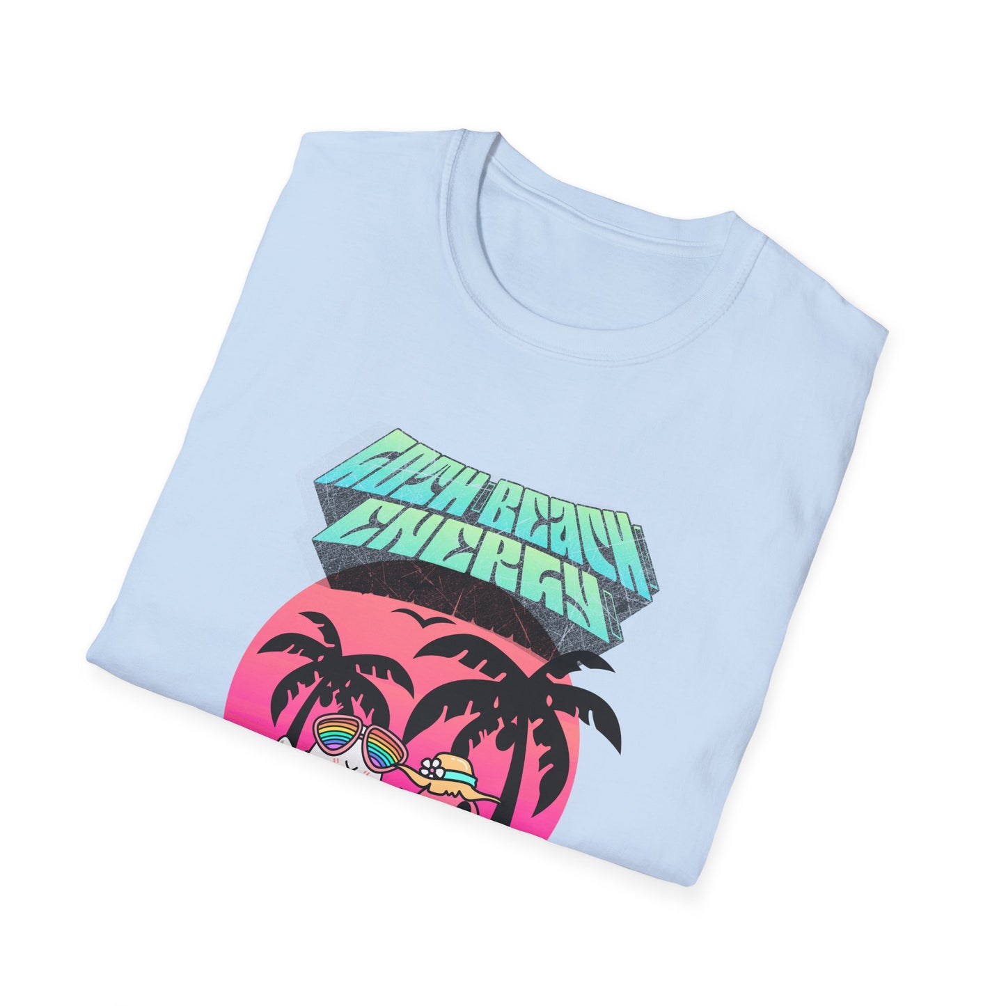 Goth Beach Ghost T-Shirt | Retro Sunset Palm Trees Graphic Tee