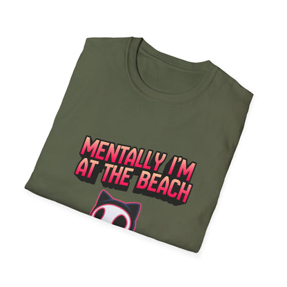 Mentally I'm at the Beach T-Shirt | Cat Graphic