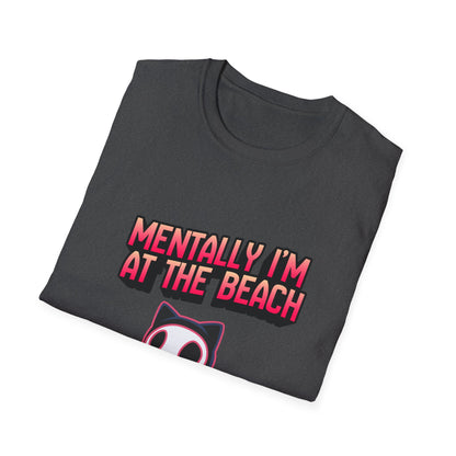 Mentally I'm at the Beach T-Shirt | Cat Graphic