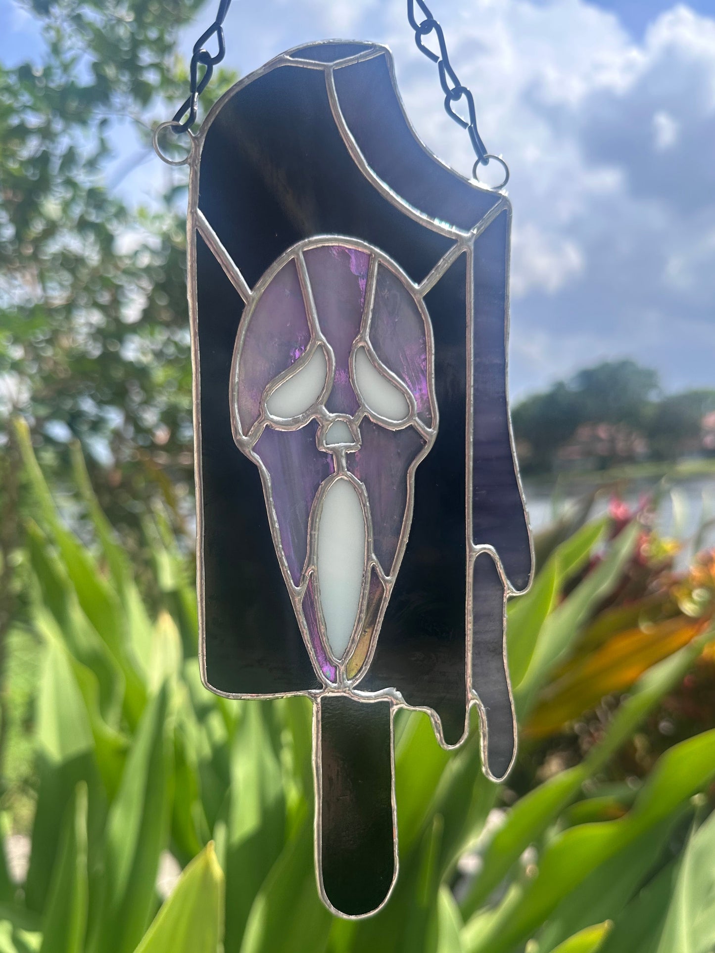 Ghostface Popsicle Stained Glass Suncatcher - Summerween Home Decor