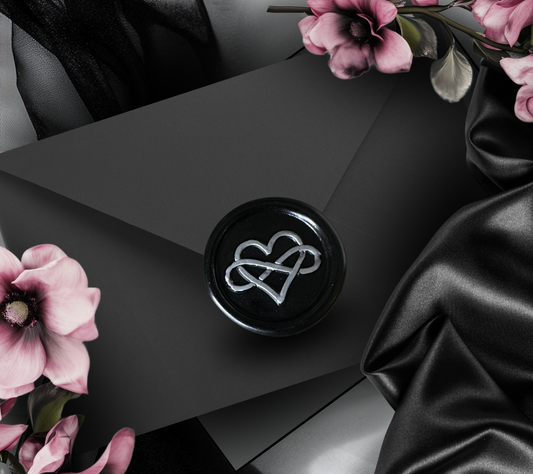 Infinity Heart Soy Wax Seal Sticker, Handpoured & Stamped, Elegant Addition for Gothic Wedding Envelopes and Invitations