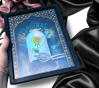 Magic Fairytale Gothic Rose Shadowbox, Unique Dark Academia Wall Decor, Perfect Art for a Gothic Living Space or Valentine’s Day