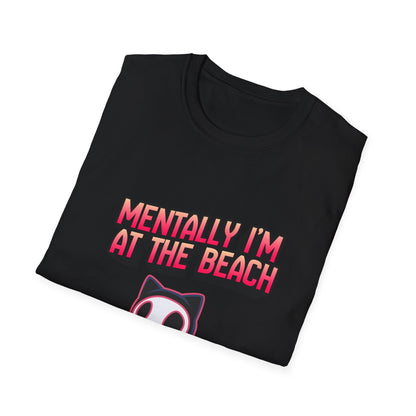 Mentally I'm at the Beach T-Shirt | Cat Graphic