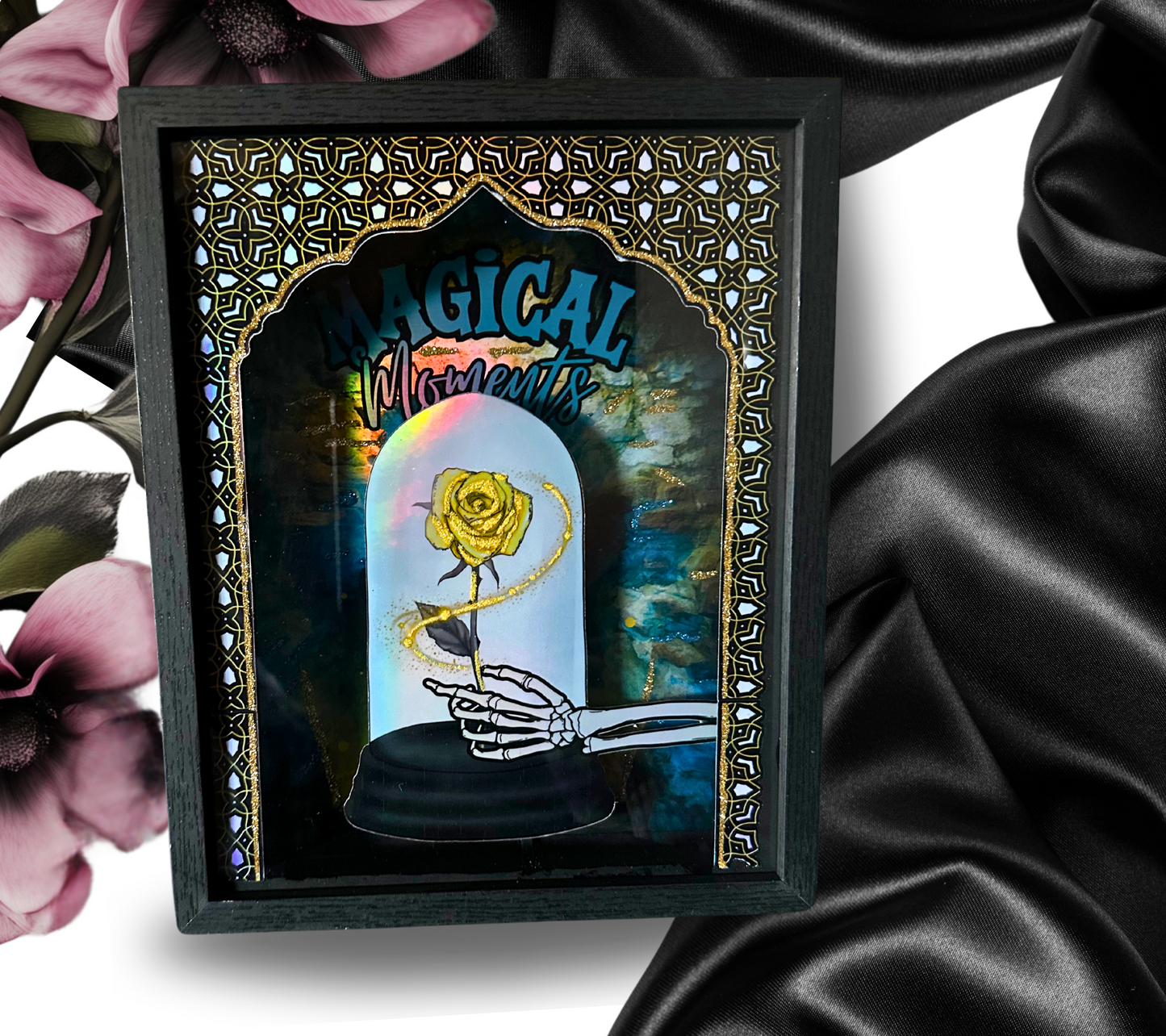 Magic Fairytale Gothic Rose Shadowbox, Unique Dark Academia Wall Decor, Perfect Art for a Gothic Living Space or Valentine’s Day