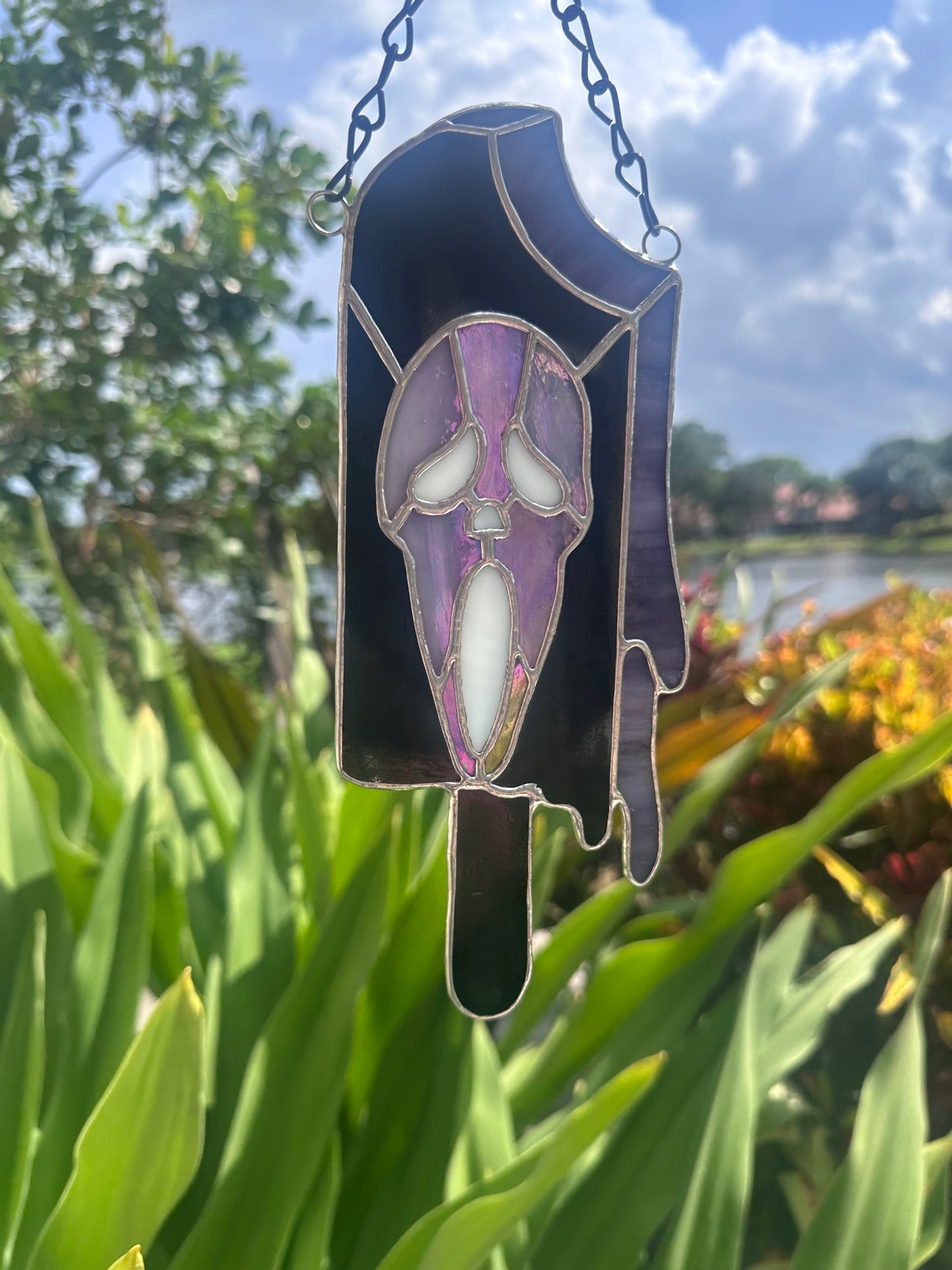 Ghostface Popsicle Stained Glass Suncatcher - Summerween Home Decor
